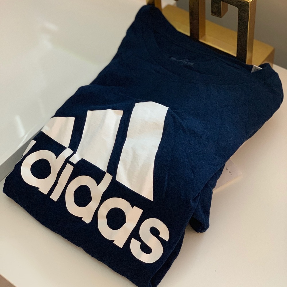 Adidas Logo Tee Shirt Men Large Navy